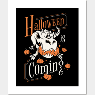 Halloween is Coming Dino Tee Happy Halloween Posters and Art